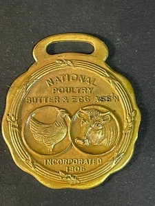 Llavero de reloj de la Asociación Nacional de Mantequilla y Huevos de Aves 1906 - Imagen 1 de 8