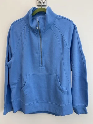 NUEVO CON ETIQUETAS Talla M/L Lululemon Buceo Gran Tamaño Cuello Embudo Media Cremallera Larga AEBL Aero Azul Foto 1 de 4