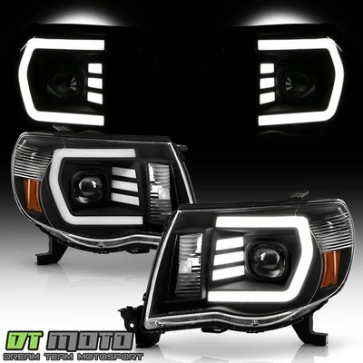 Faros proyectores barra de luz LED negra para Toyota Tacoma 2005-2011 Foto 1 de 4