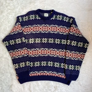 Vintage GAP Men’s Size XL Sweater 100% Wool Snowflake Nordic Fair Isle Holiday - Picture 1 of 8