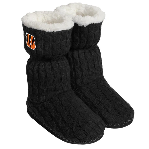 Cincinnati Bengals NFL Women's Black Bootie Slippers Size S (5-6) - NWT Cover