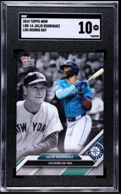 2024 TOPPS NOW LOU GEHRIG DAY SET JULIO RODRIGUEZ LGD-14 MARINERS SGC 10 Gem MT - Image 1 of 2