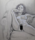 Original drawing - "Isabelle lying down" - nude - erotic - nude