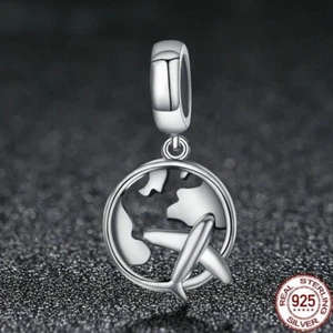 Colgante colgante de plata de ley 925 genuina (el sueño de viajar) ajuste colgante - Imagen 1 de 2