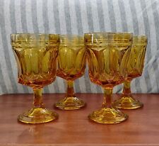 Vintage Anchor Hocking Fairfield Amber Glass Goblets, set of 4