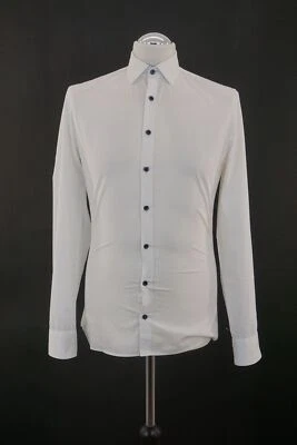 Finshley & Harding Camicia A Maniche Lunghe Super Slim Stretch B563 Bianco - Immagine 1 di 4