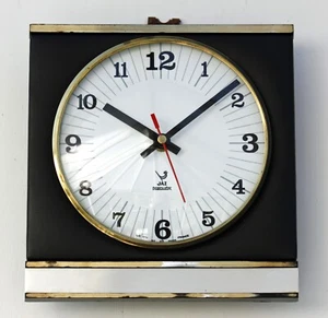 Vintage 22cm Jaz Wall Clock - French Retro Mid Century Style Leather Gift - Picture 1 of 4