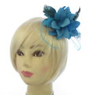 Blue flower and tiny feathers fascinator clip and brooch pin, Weddings, races, 
