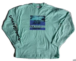 FILA Light Green Long Sleeve mens Cotton Top Jumper Sweater Size M 44" in Chest - Picture 1 of 9