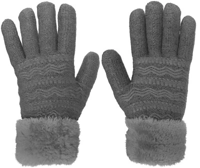 Womens Faux Fur Heavy Duty Super Thick Plush Fleece Lined Winter Gloves - Image 1 of 2