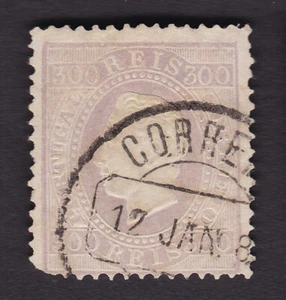 PORTUGAL 1870 300r LILAC ORDINARY pf12½ FAIR USED rounded corner - Picture 1 of 2