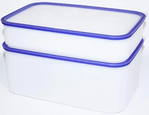 Tupperware Set of 2 Pak N Stor Rectangle Containers Pack and Store Purple - Picture 1 of 3