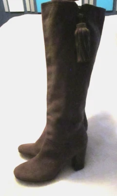 Botas Coach "Therese" de gamuza topo hasta la rodilla tacón bloque cremallera lateral - Talla 11 B Foto 1 de 4