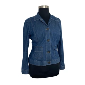 Top Cherokee XXL 1X denim lavaggio medio con bottoni Y2K camicia grande tasche western - Foto 1 di 10
