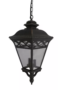 Burnished Bronze And Seeded Glass Exterior Hanging Light $435 - Picture 1 of 1