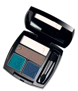 Avon True Color GLOW TEAL Eyeshadow Quad Disco Satin Taupe Sapphire Blue NOS - Picture 1 of 1
