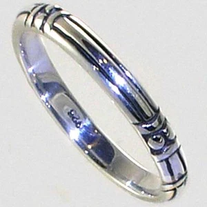 BALI_SLENDER ENGRAVED CABLE BAND STACK RING SZ-7_925 STERLING SILVER - Picture 1 of 8