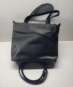 Black Water Resistant Handbag Purse with Handles and Removable 22" Drop Strap - Picture 1 of 10