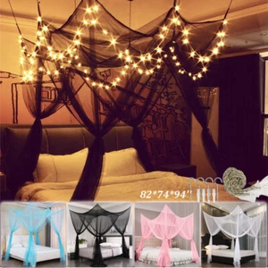 Mosquito Net Patio Bed Curtains Canopy Mesh Screen Bug Netting with 2 Openings - Picture 1 of 28