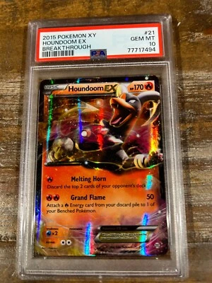 POKEMON 2015 XY Breakthrough HOUNDOOM EX #21 PSA 10 Gem Mint RARE - Image 1 of 2