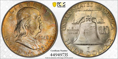 1948 PCGS MS66+FBL Full Bell Lines Franklin Half Dollar Cover