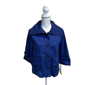 Ruby Rd.  womens royal blue button Up pea coat size 10 NWT - Picture 1 of 4
