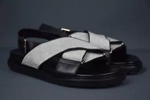 Sandalias de cuero plateadas brillantes para mujer Marni negras EE. UU. 9.5 UK 7 EU 41 - Imagen 1 de 7
