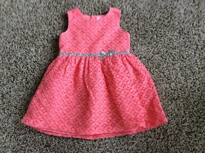 Младенца девочек Carters платье размер 12 месяцев персиковая серебряная лента полностью с подкладкой отверстие - Изображение 1 из 4