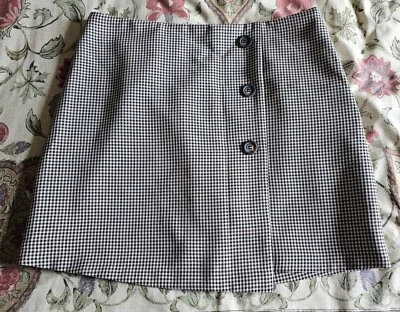 Minifalda George Talla 10 Blanca Gris Diente de Perro Botón Detalle Tubo Foto 1 de 4