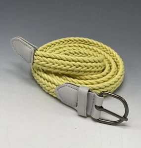 Vintage Fabric Weave Belt Yellow Slim Size 12 Spring 90's - Picture 1 of 7