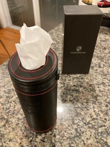 PORSCHE DESIGN FACTORY (OEM) ORIGINAL LEATHER TISSUE DISPENSER FOR CUP HOLDERS!! - Picture 1 of 24