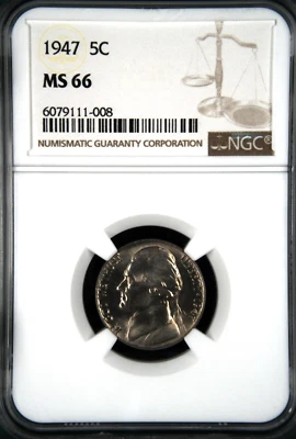 1947 Jefferson Nickel   NGC MS66 - Image 1 of 4