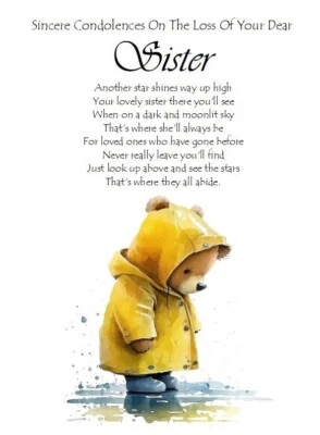 PICKTURE-THIS NEW Sincere Condolences On The Loss Of Your Sister A5 Size Card Sympathy