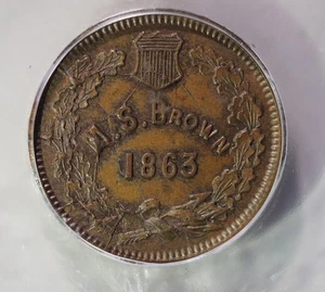 Civil War Token, 1863,New York NY630N-4a,M.S. Brown ,ICG MS64,R2,Shattered Die - Picture 1 of 4