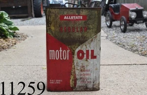 Lata de aceite de motor regular Allstate hombre cueva garaje decoración vintage rústico antiguo 10 cuartos - Imagen 1 de 12