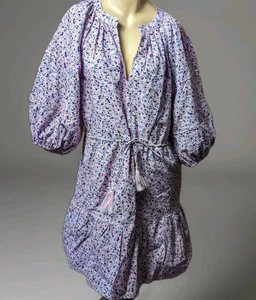 New Hyacinth House Matilda Purple Floral Dress Mini Boho Beach Wedding Sz M - Picture 1 of 9