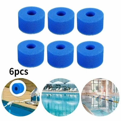 6pcs Reusable Washable Foam Hot Tub Filter Cartridge S1 Type For Intex Pure Spa - Image 1 of 4