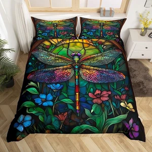 Dragonfly Bedding Set Boys Kids Queen Size Nature Flying Animals Comforter Co... - Picture 1 of 6