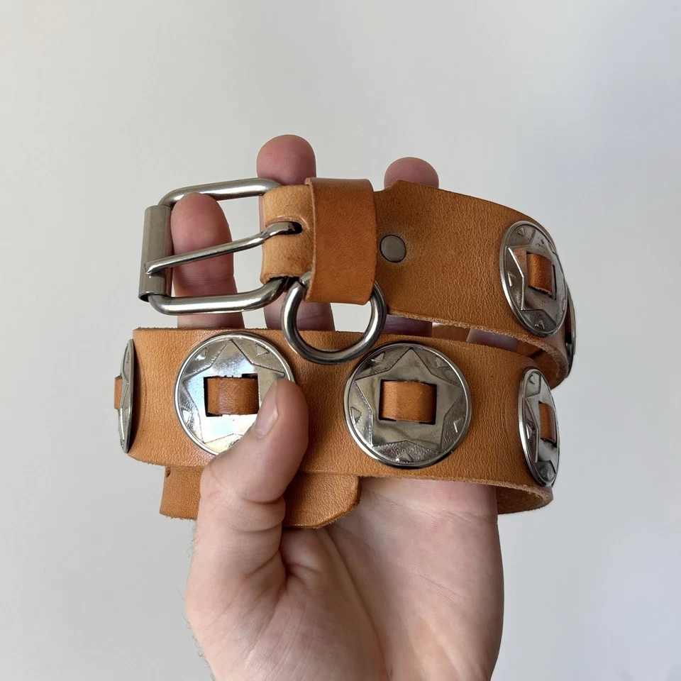 Cinturón de cuero vintage Ralph Lauren Western Wear concho talla 28 medallón plateado Foto 1 de 4