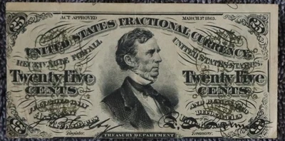 William Fessenden 25c Fractional Currency - 3rd Issue (1864 - 1869) - Green Rev. - Image 1 of 2