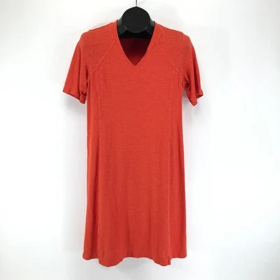 Eileen Fisher Hemp Organic Cotton Deep V-Neck Dress Women's Small Geranium - Image 1 of 4