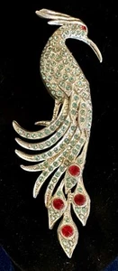 Bird of Paradise Peacock Brooch (Marcel Boucher Les Bernard style) Vintage Pin - Picture 1 of 2