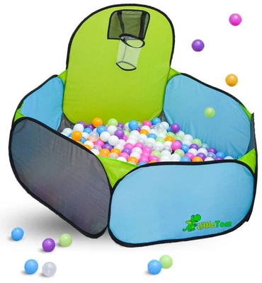 Bällebad mit Basketball Korb - 300 Bälle - 120x100cm Basketball Bällepool Baby - Bild 1 von 4