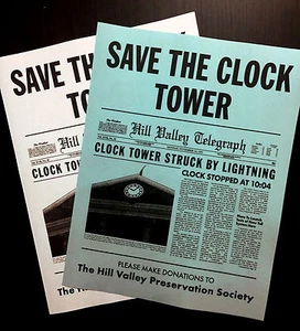 Back To The Future Save The Clock Tower Flier Set Prop/Replica CLEARANCE ITEM💥 - Picture 1 of 5