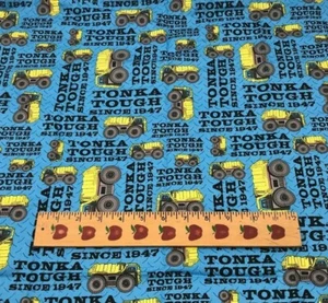 Cotton Fabric Fat Quarter (18" x 22") Tonka Trucks Tough Since 1947 Blue - Picture 1 of 2