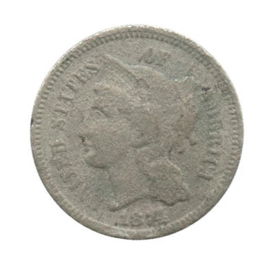 1874 Three Cent Nickel Peeling Lamination Error - Image 1 of 2
