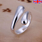 925 Sterling Silver plt Adjustable Ring Teardrop Thumb Finger Band Ring Bag