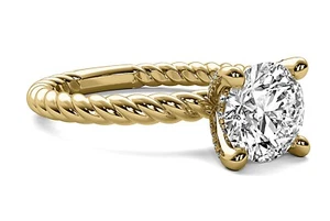 Solitaire Twist 1.02 Ct D VVS2 Round Cut Lab Grown Diamond Engagement Ring 14k - Picture 1 of 6