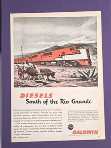 ANUNCIO IMPRESO VINTAGE 1946 - ANUNCIO DE MOTORES DIÉSEL BALDWIN - SUR DEL RIO GRANDE - Imagen 1 de 1
