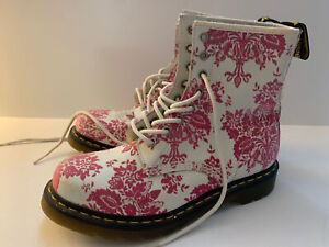 Dr. Martens Pink Floral Damask Flocked Brocade 1460W Boots RARE - EUR 39 US 8